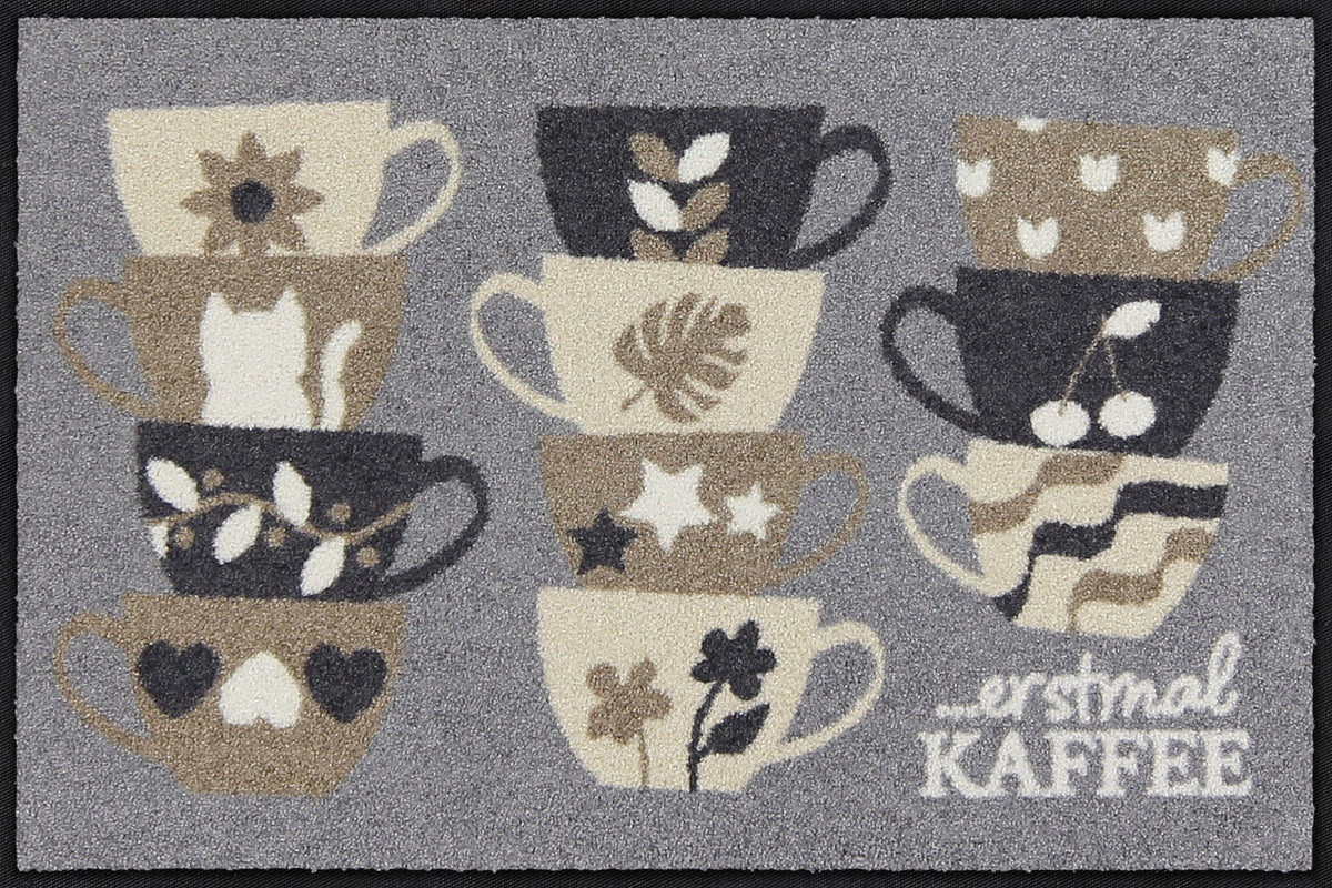 Fußmatte 50 x 75 cm Erstmal Kaffee grau