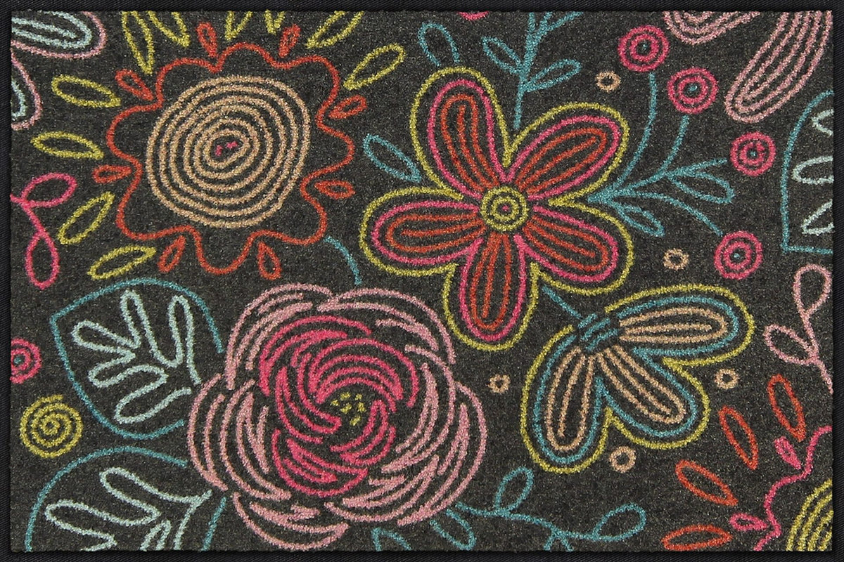 Fußmatte 50x75 Dot Flowers grey
