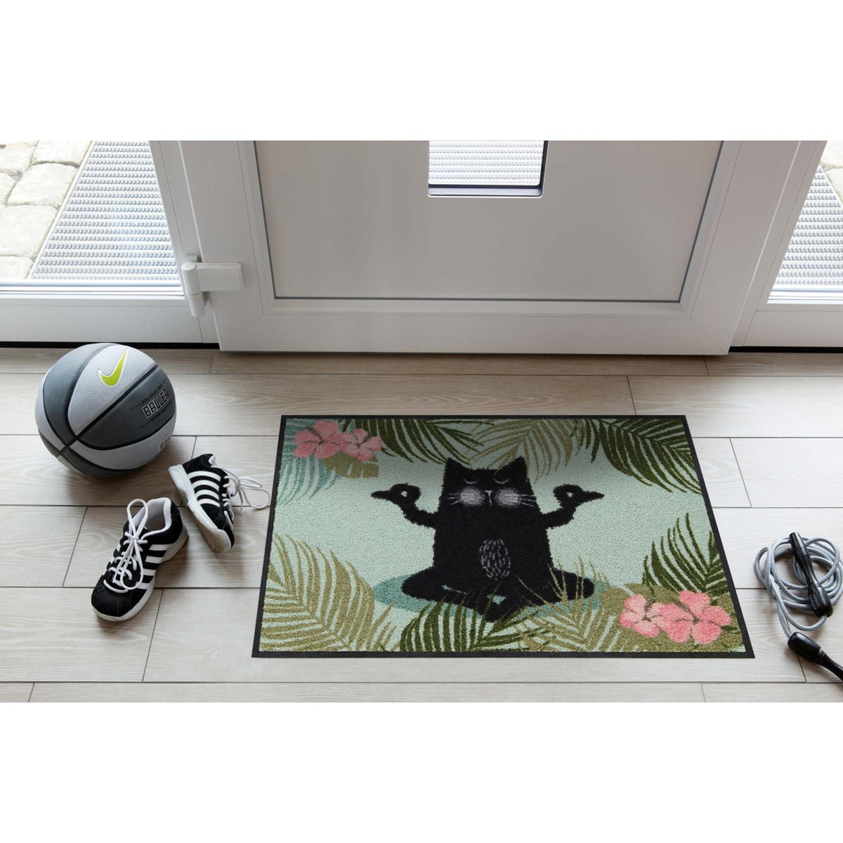 Fußmatte 50x75 Yogakatze grün