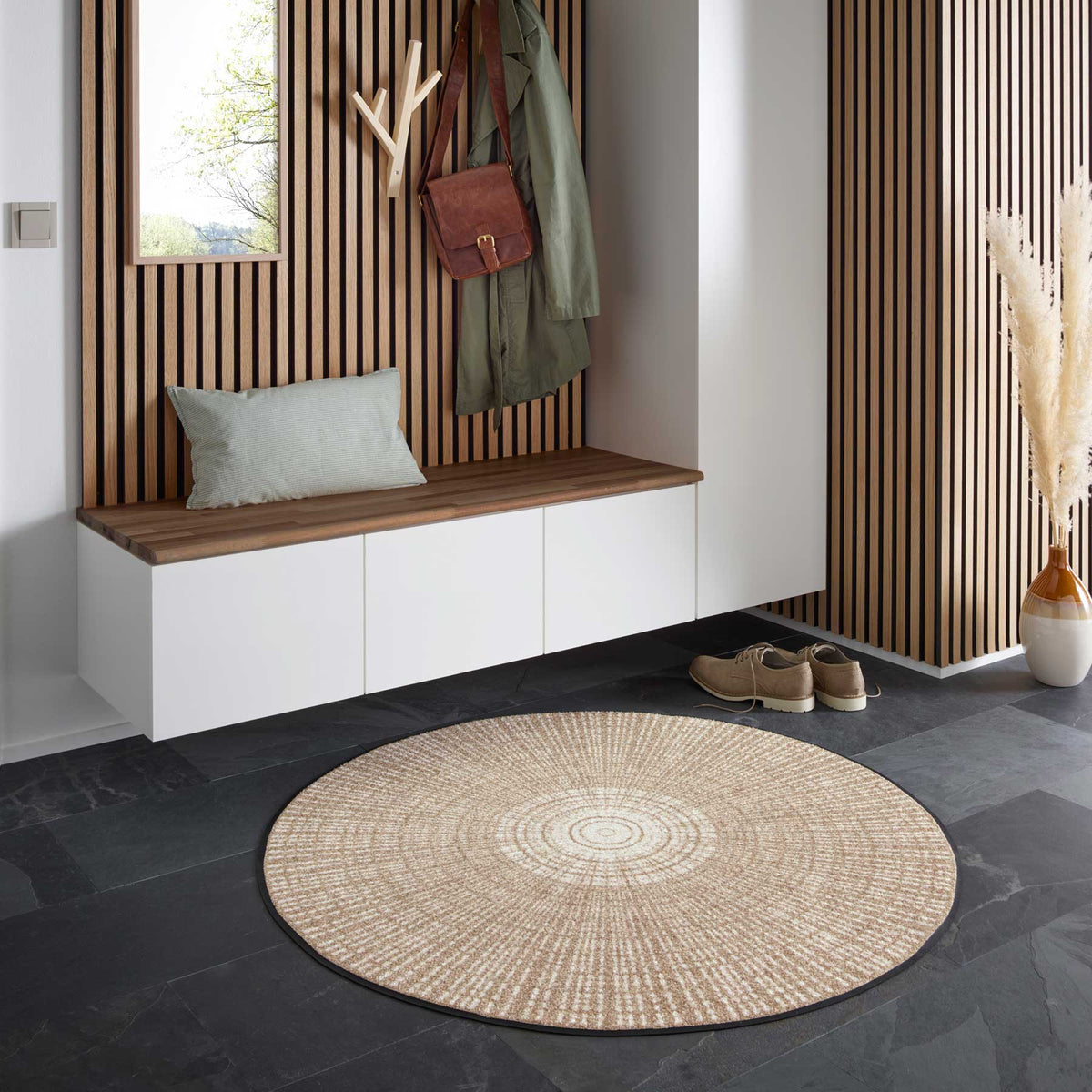 Matte rund 115x115 Cascara beige