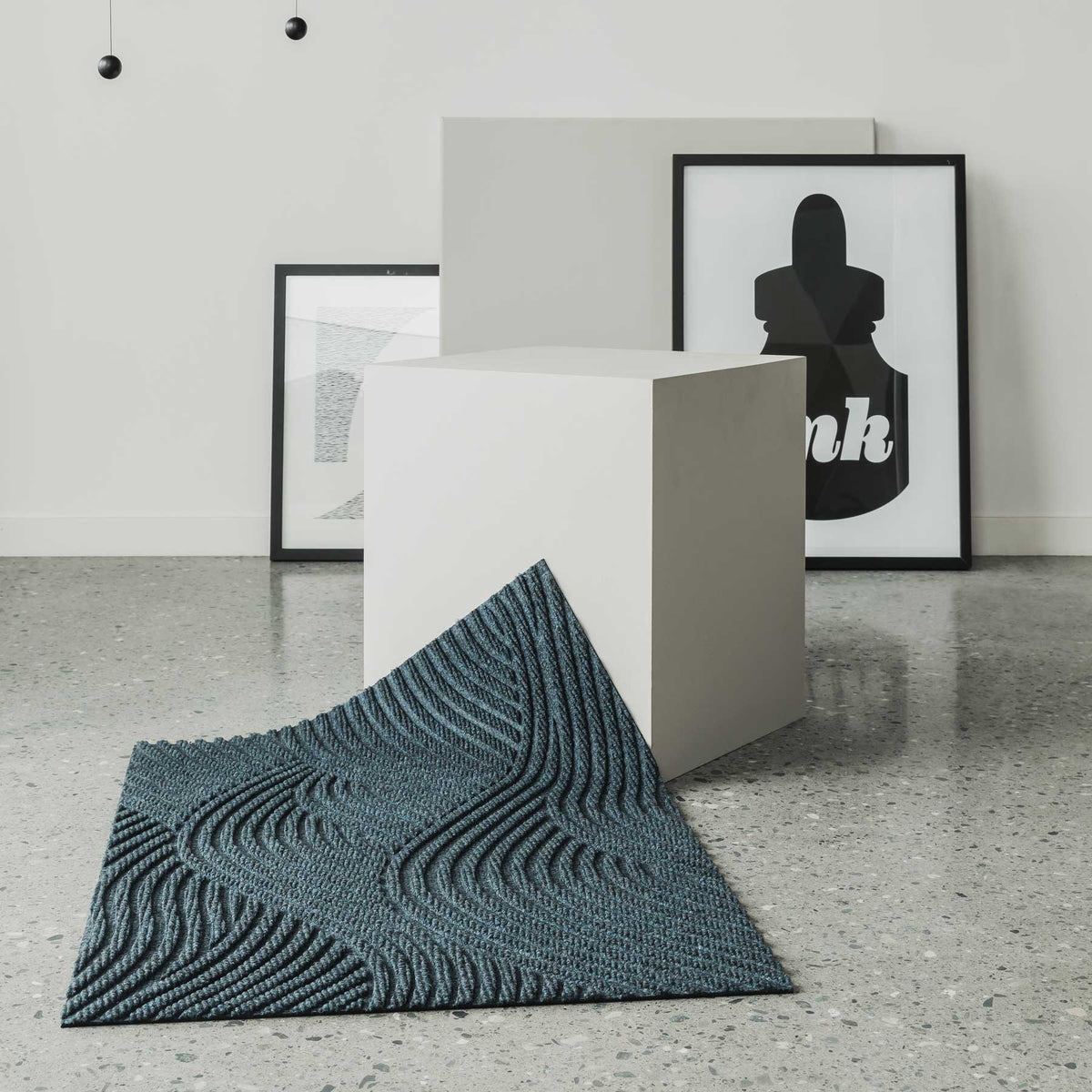 Fußmatte 60 x 90 cm Sjø blau randlos