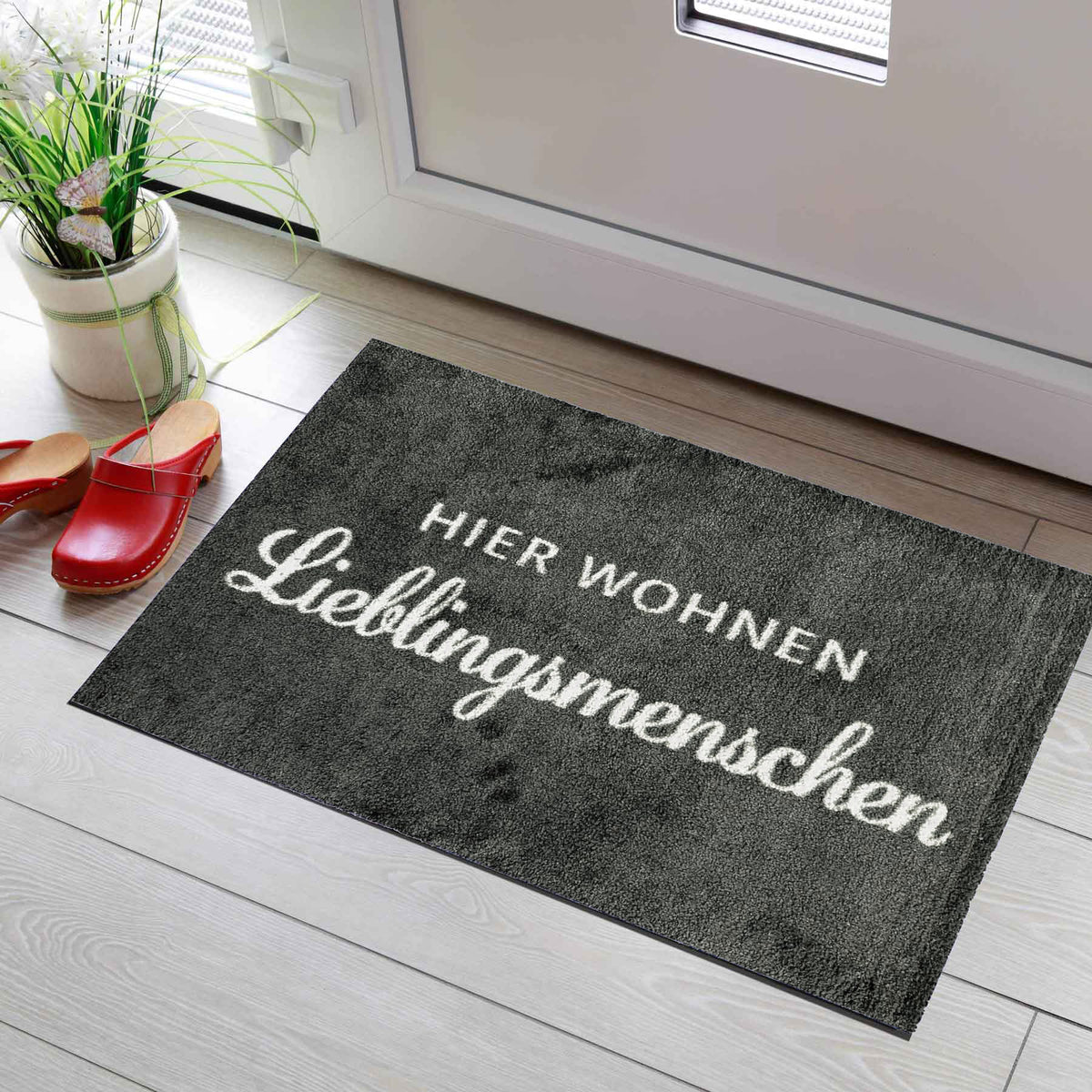Fußmatte 50x70 Cushel- hier wohnen anthrazit