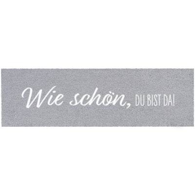 Schuhparkplatz grau Schriftzug Wie schön, du bist da 