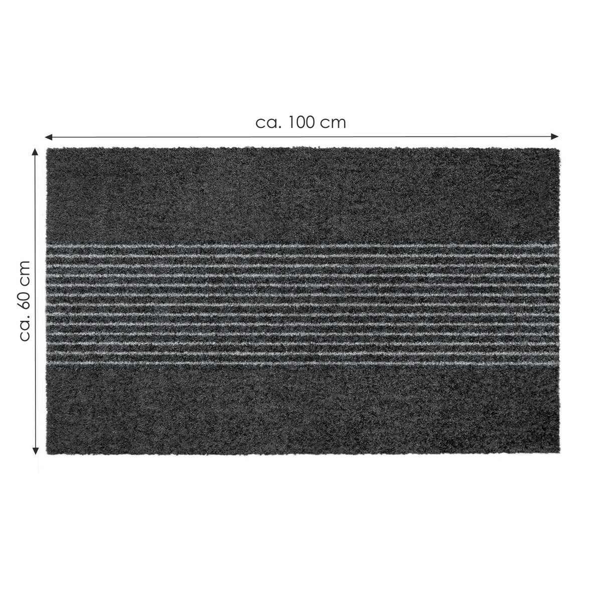 Fußmatte 60 x 100 cm Mat gestreift anthrazit randlos