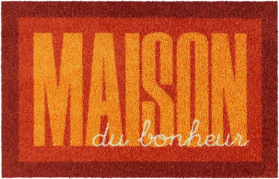 Salonloewe Fußmatte mit Schriftzug „Maison du bonheur“ in Orange und Dunkelrot