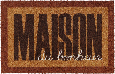 Salonloewe Fußmatte mit Schriftzug „Maison du bonheur“ in Braun und Beige