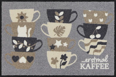 Fußmatte 50 x 75 cm Erstmal Kaffee grau