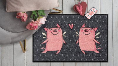 Fußmatte 45x70 Love Pigs grey