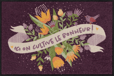 Fußmatte 50 x 75 cm Cultive Bonheur grau
