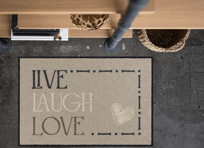 Fußmatte 50 x 75 cm Live Laugh Love beige