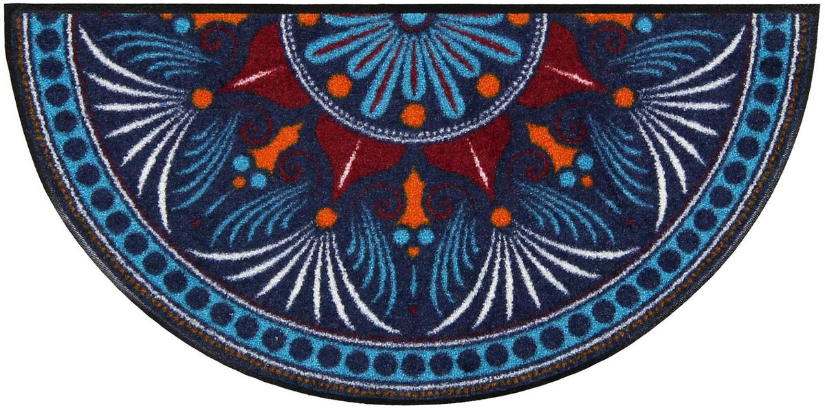 Fußmatte 42x85 Yara turquoise-red blau halbrund