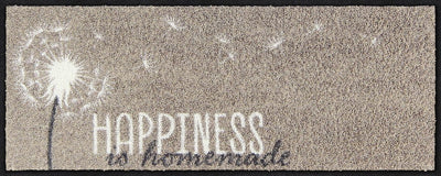 Salonloewe Küchenmatte mit Schriftzug „Happiness is homemade“ und Pusteblume auf Beige