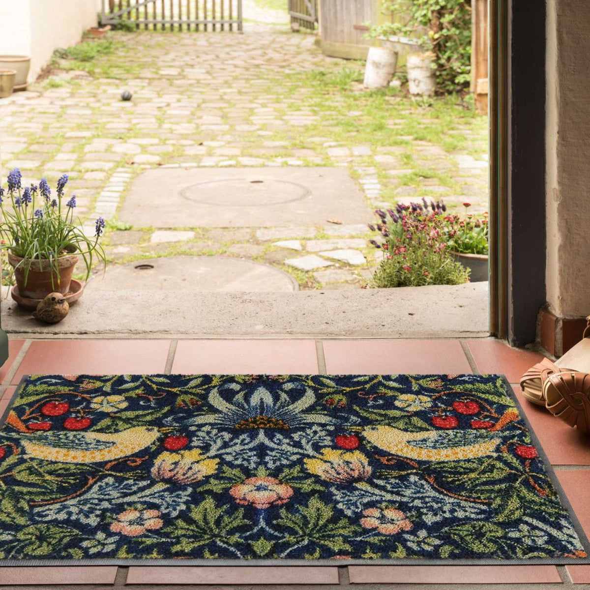 Fußmatte 50x75 Strawberry Thief blue