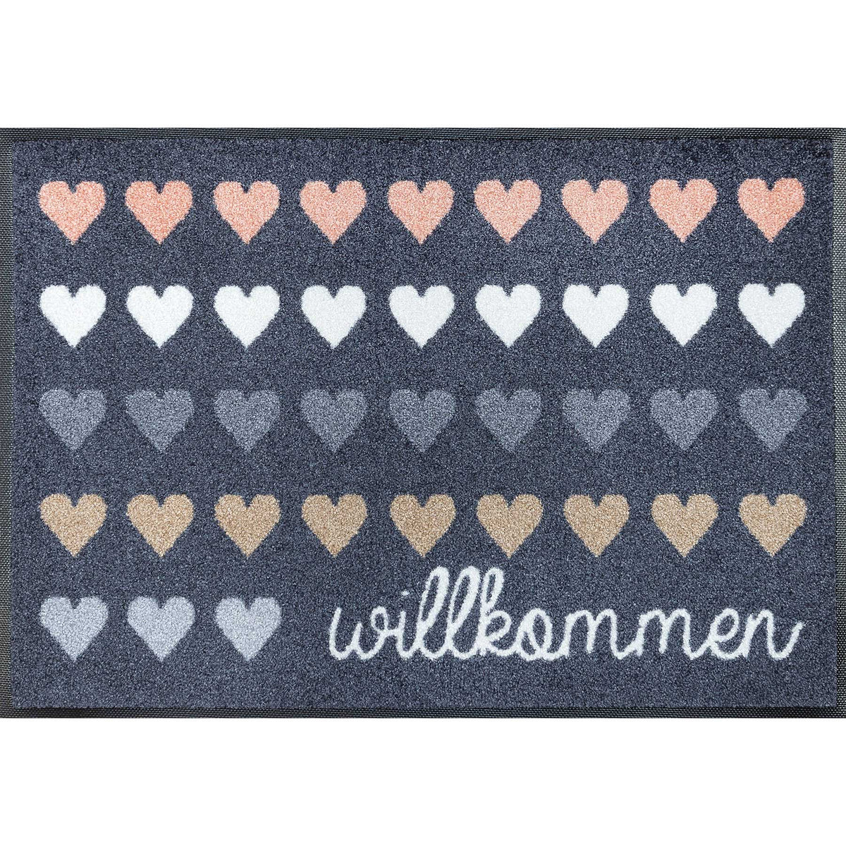 Fußmatte 50x75 Willkommen Herzen anthrazit