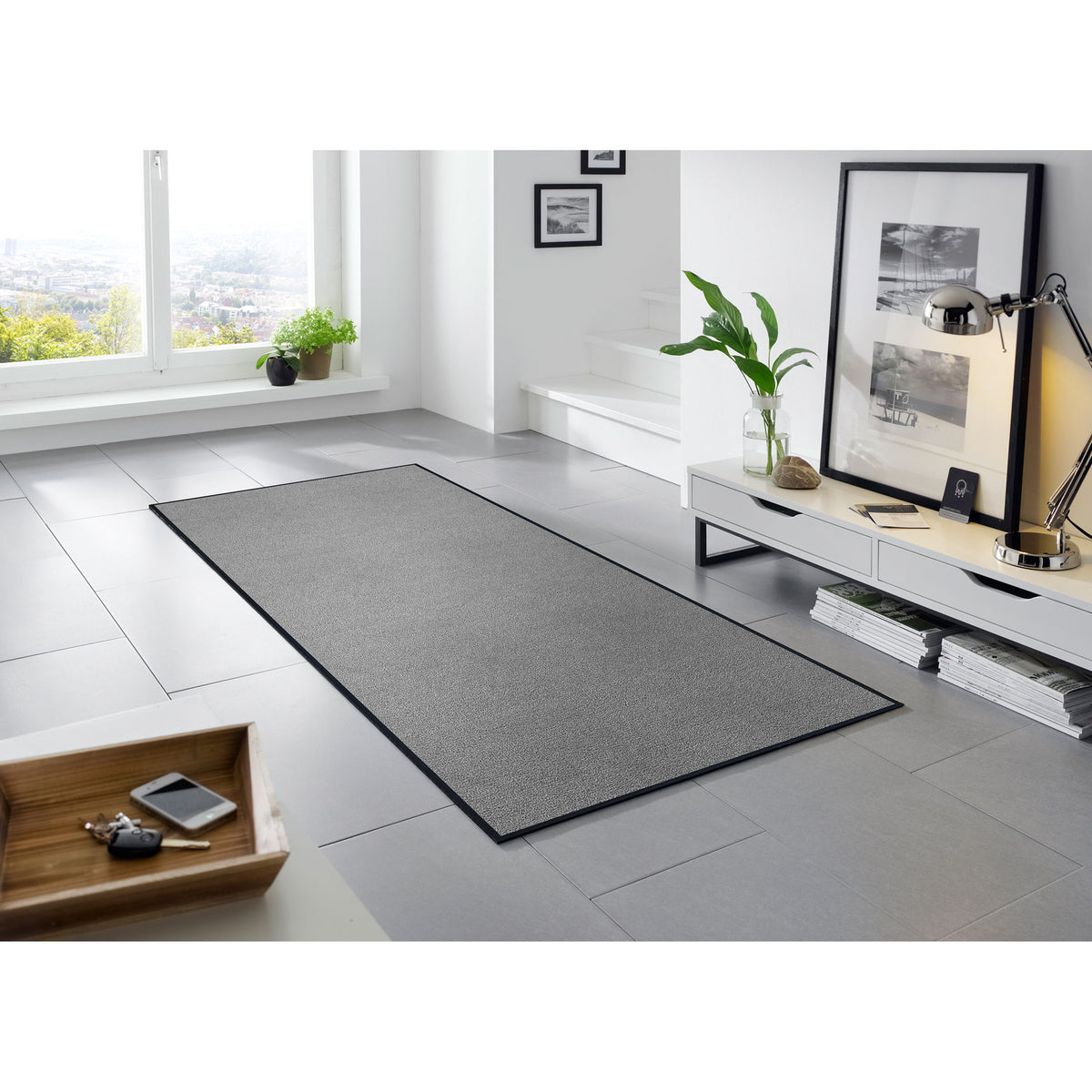 Teppichläufer 75x190 Cool Grey silber