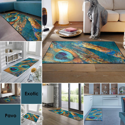 Teppichläufer 60x180 Exotic Pavo blau